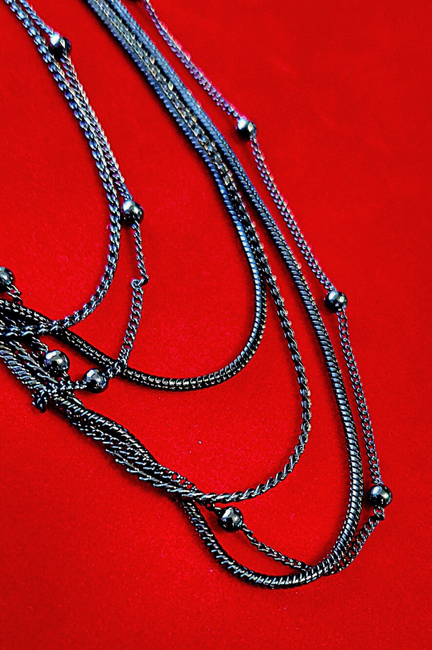 J. Crew Waterfall 21.5" Necklace Gunmetal/Hematite Finish Satellite Style